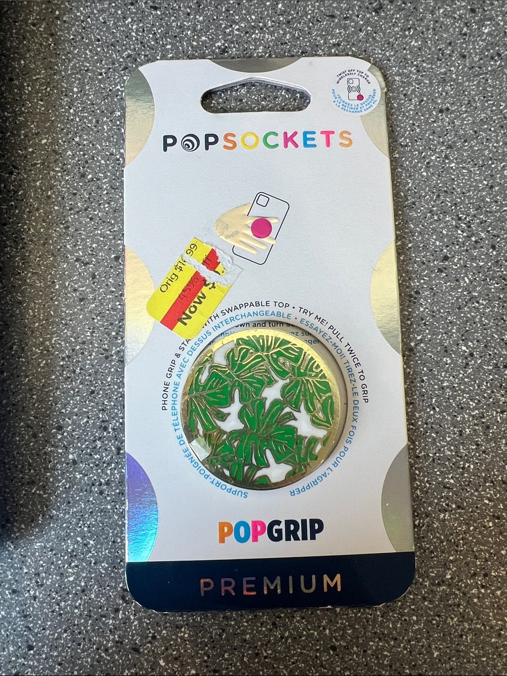 PopSockets PopGrip Premium Gold & Green Tropical Leaf Phone Grip